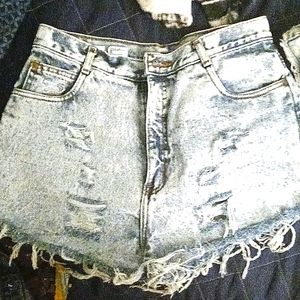 RIO acid wash cut off high waist jean shorts